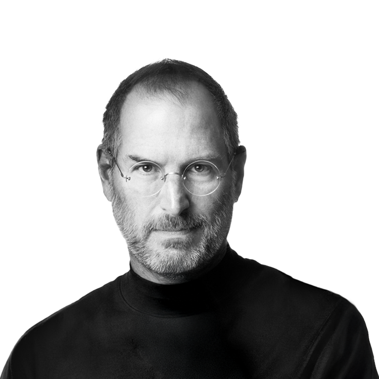 Portrait of Steve Jobs beside the quote “The only way to do great work is to love what you do.”
